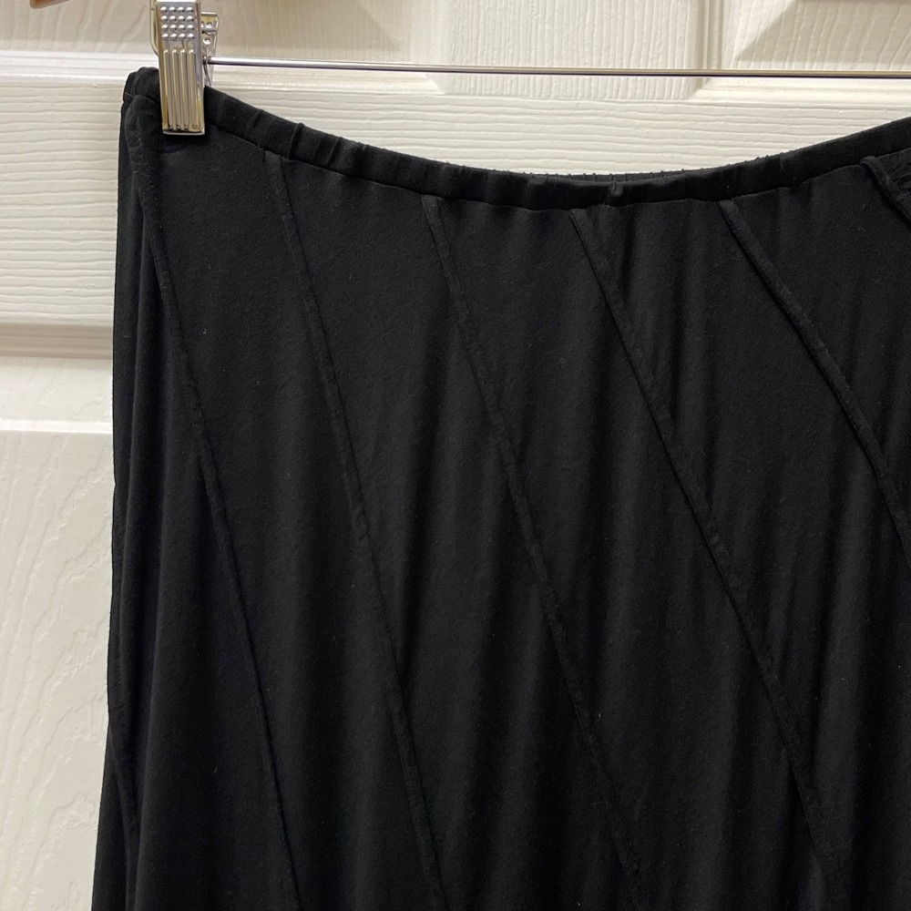 Women's Bias Tiered A-Line Maxi Skirt Black Boho 24"-28" Long Elastic Waist (S)
